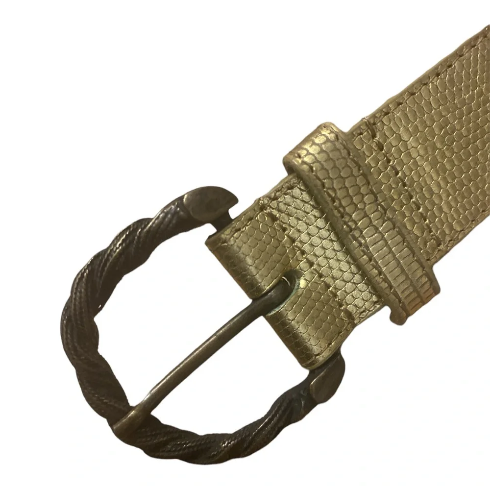 Philosophy di Alberta Ferretti Gold Embossed‎ Leather Belt, Sixe 38 IT, Small